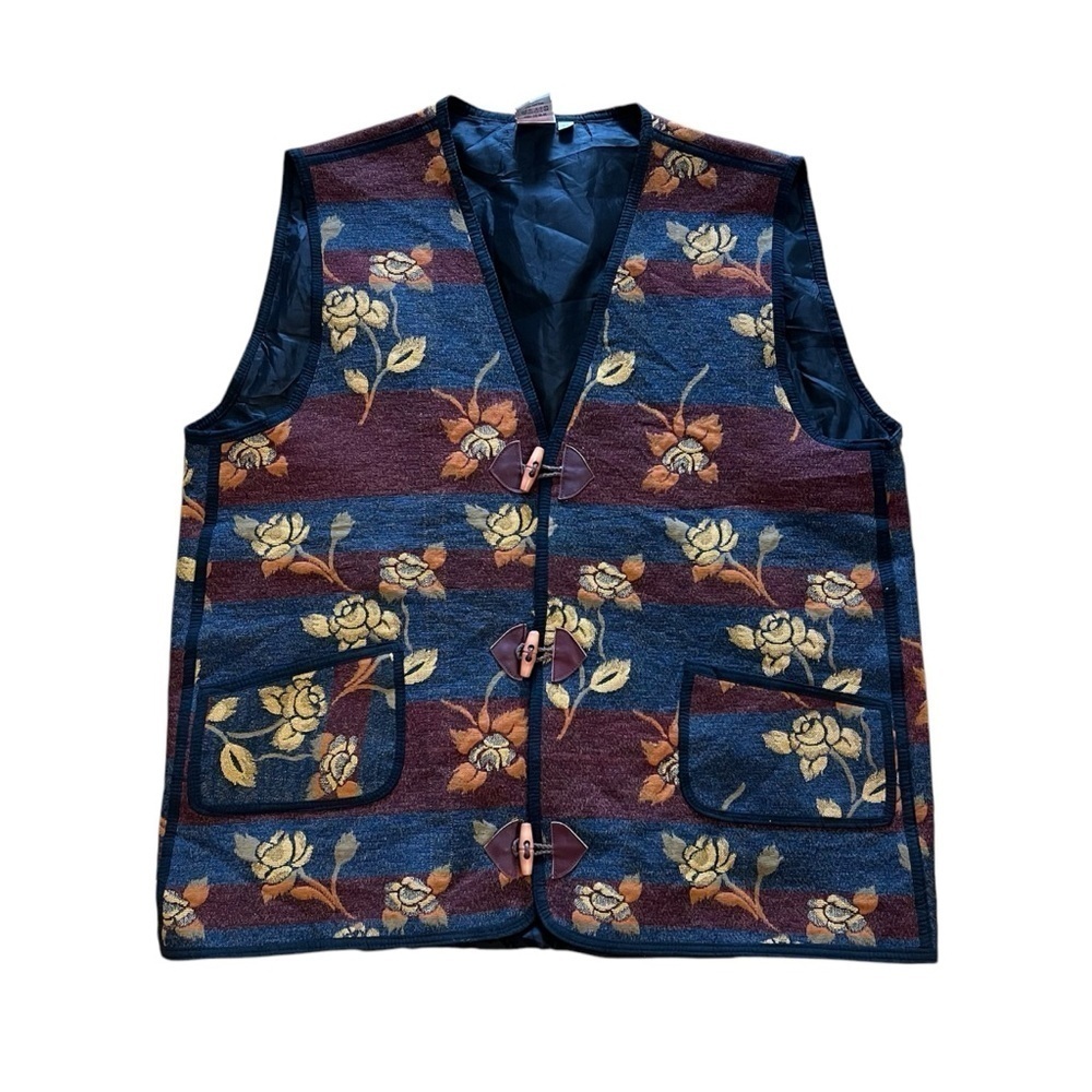 Men’s XL Western Floral Patterned Grandra Core Vest in Blue and Brown